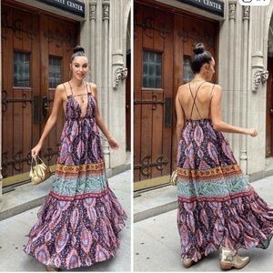 Zara Voluminous Maxi Dress Parsley Print New